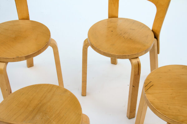 Set de 4 sillas Artek 65 Alvar Aalto 1930s - Imagen 5