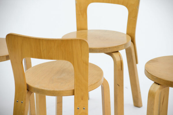 Set de 4 sillas Artek 65 Alvar Aalto 1930s - Imagen 3